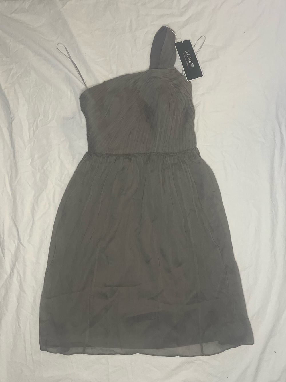 J. Crew One-Shoulder Chiffon Dress in Olive Size 0